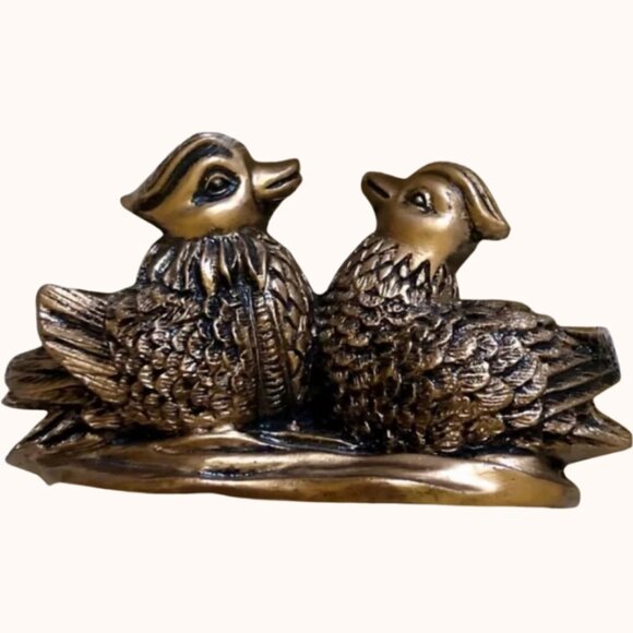 Feng Shui Mandarin Ducks - Brown Resin Figurine - Picture 10 of 13